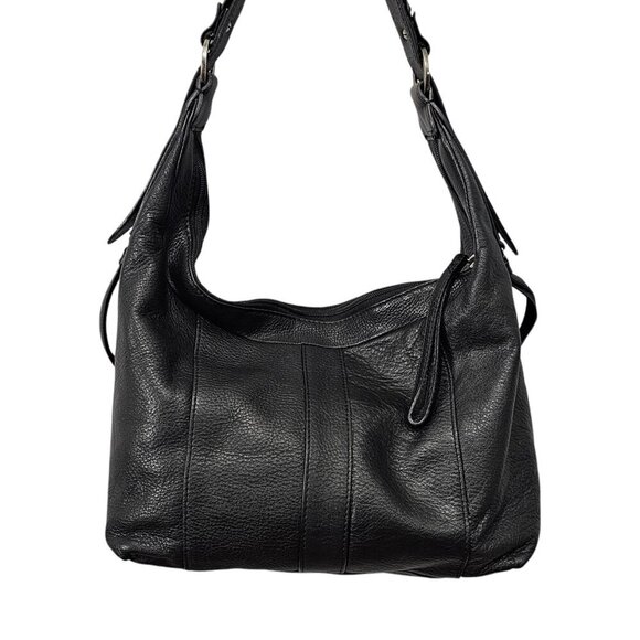 Kenneth Cole Reaction Vegan Pebble Leather Pocket Black Shoulder Bag - Picture 8 of 14